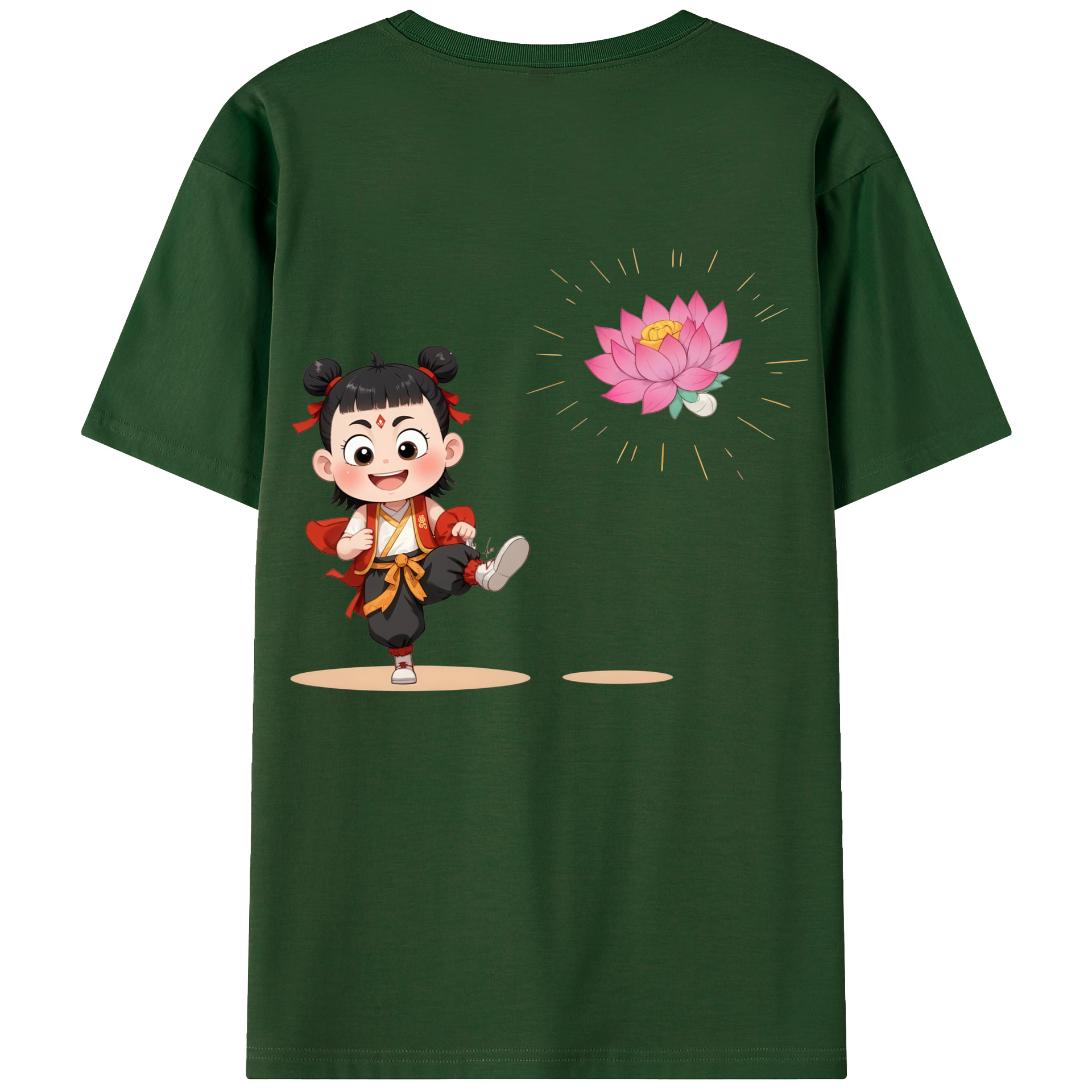 （画像用） Ne Zha 2 ナタ 魔童の大暴れ 綿100％半袖Tシャツ（背面プリント）